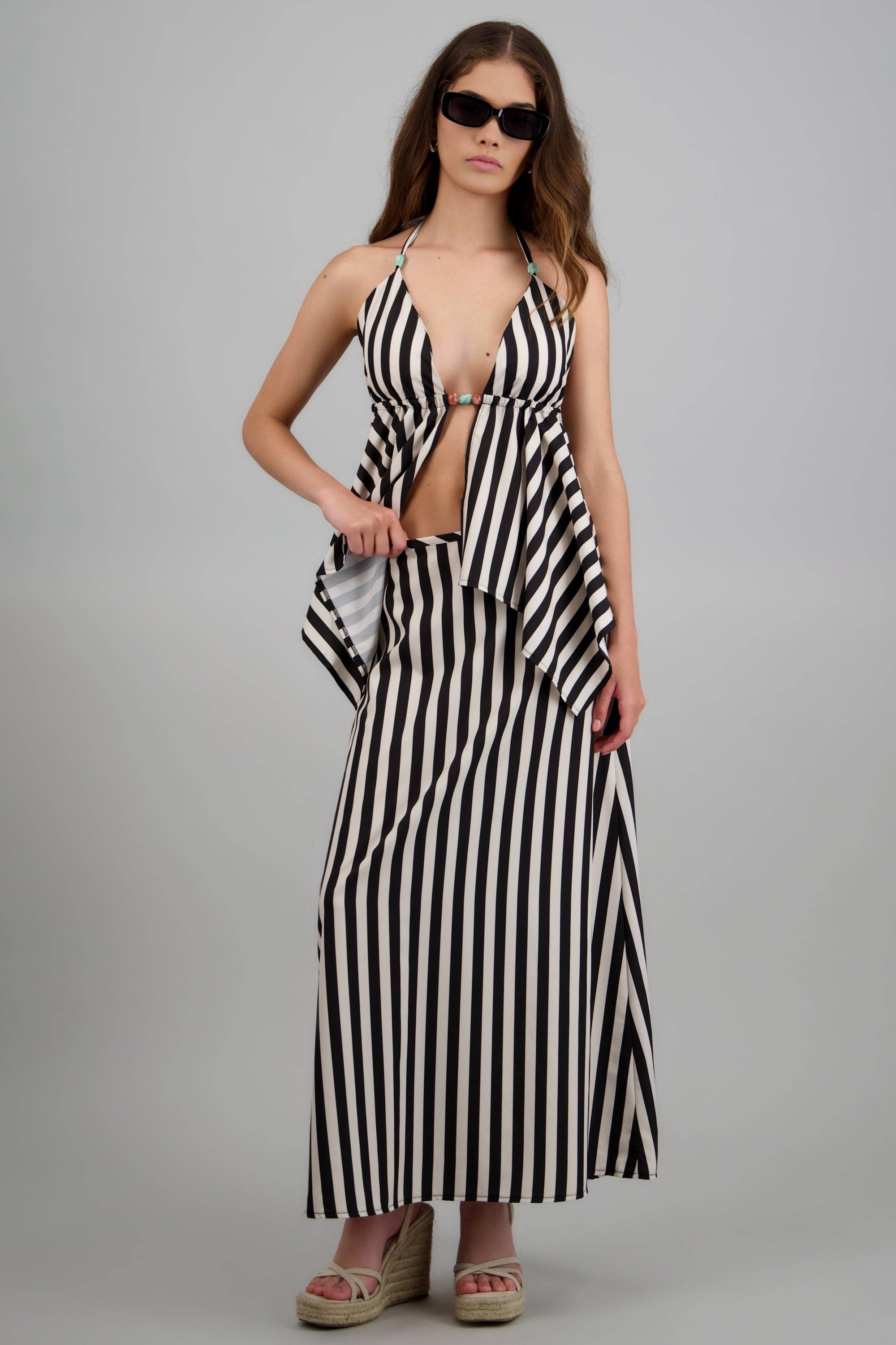 Falda maxi lineas NEGRO COMBO