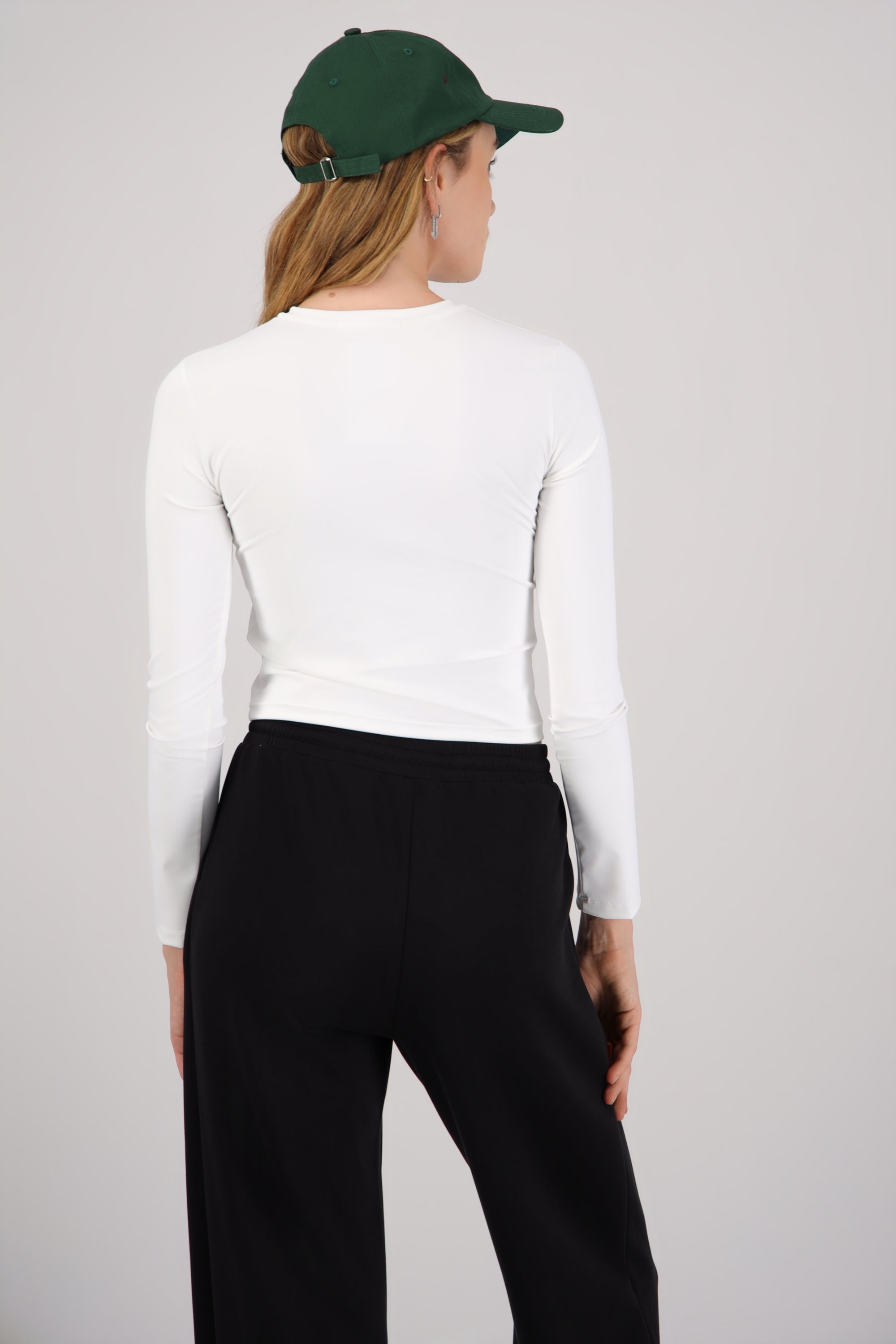 Top escote redondo manga larga BLANCO