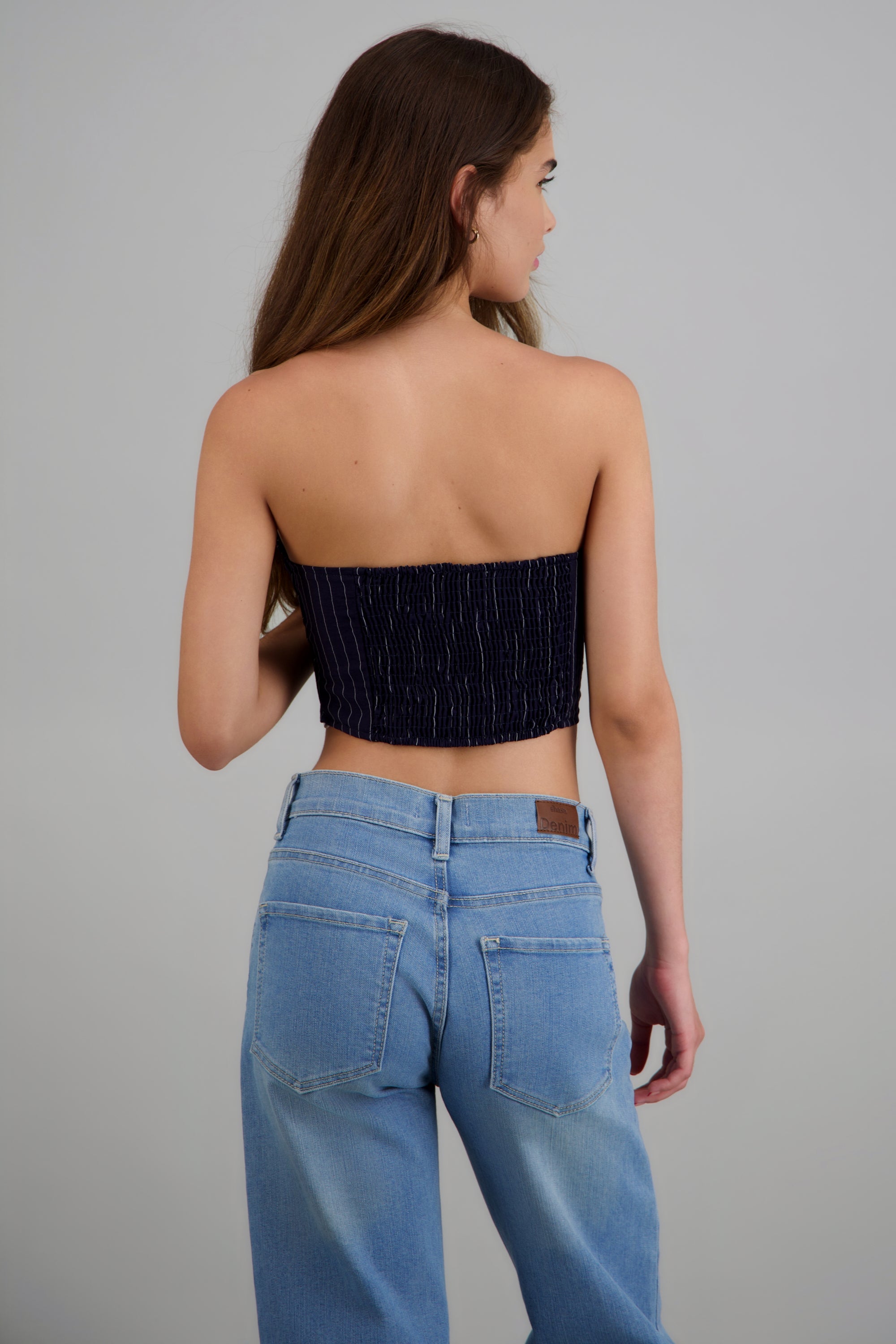 Top crop escote corazon rayas MARINO