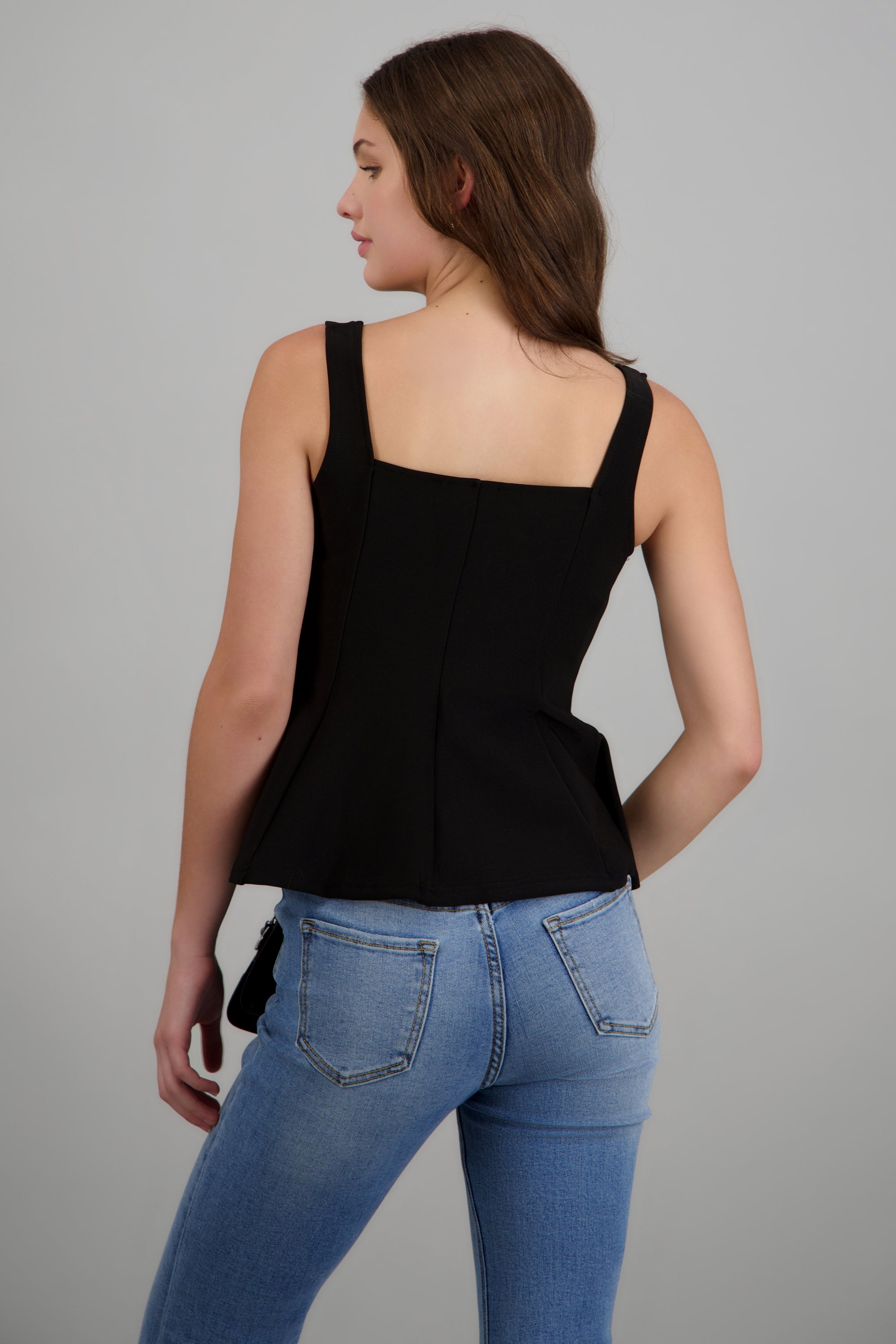 Chaleco con botones liso NEGRO