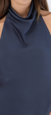 Top halter de cuello cascada satinado