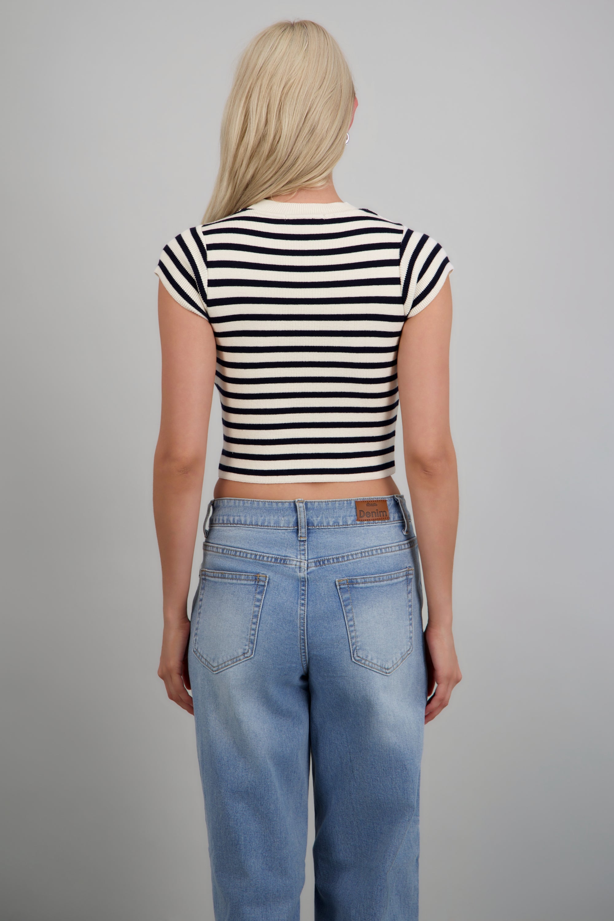 Top crop rayas manga corta MARINO COMBO