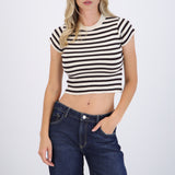 Top crop rayas manga corta
