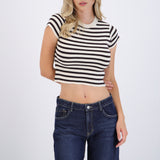 Top crop rayas manga corta
