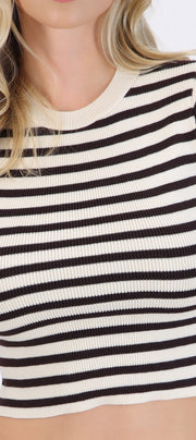 Top crop rayas manga corta