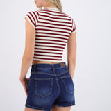 Top crop rayas manga corta
