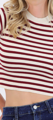 Top crop rayas manga corta