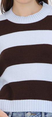 Suéter cuello redondo líneas