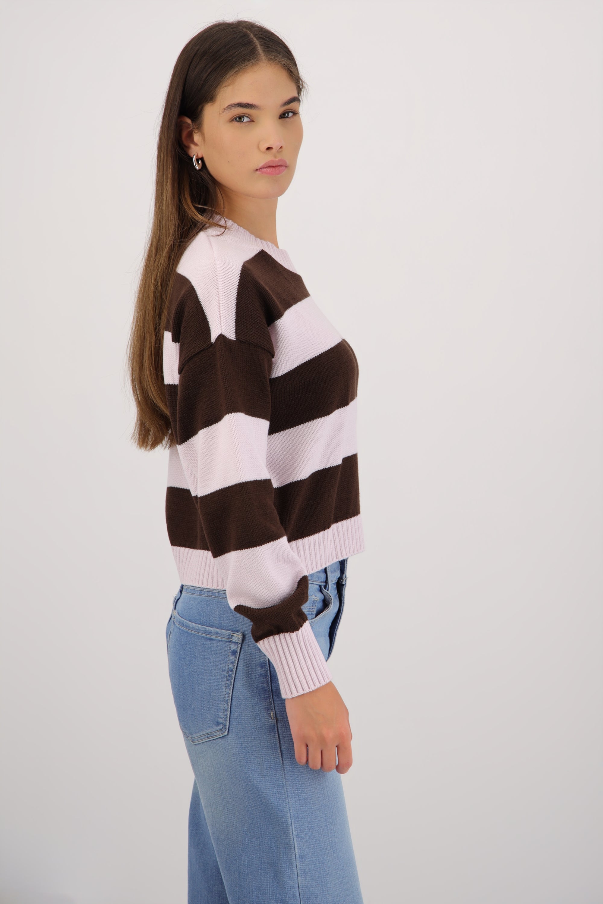 Suéter cuello redondo líneas LILA