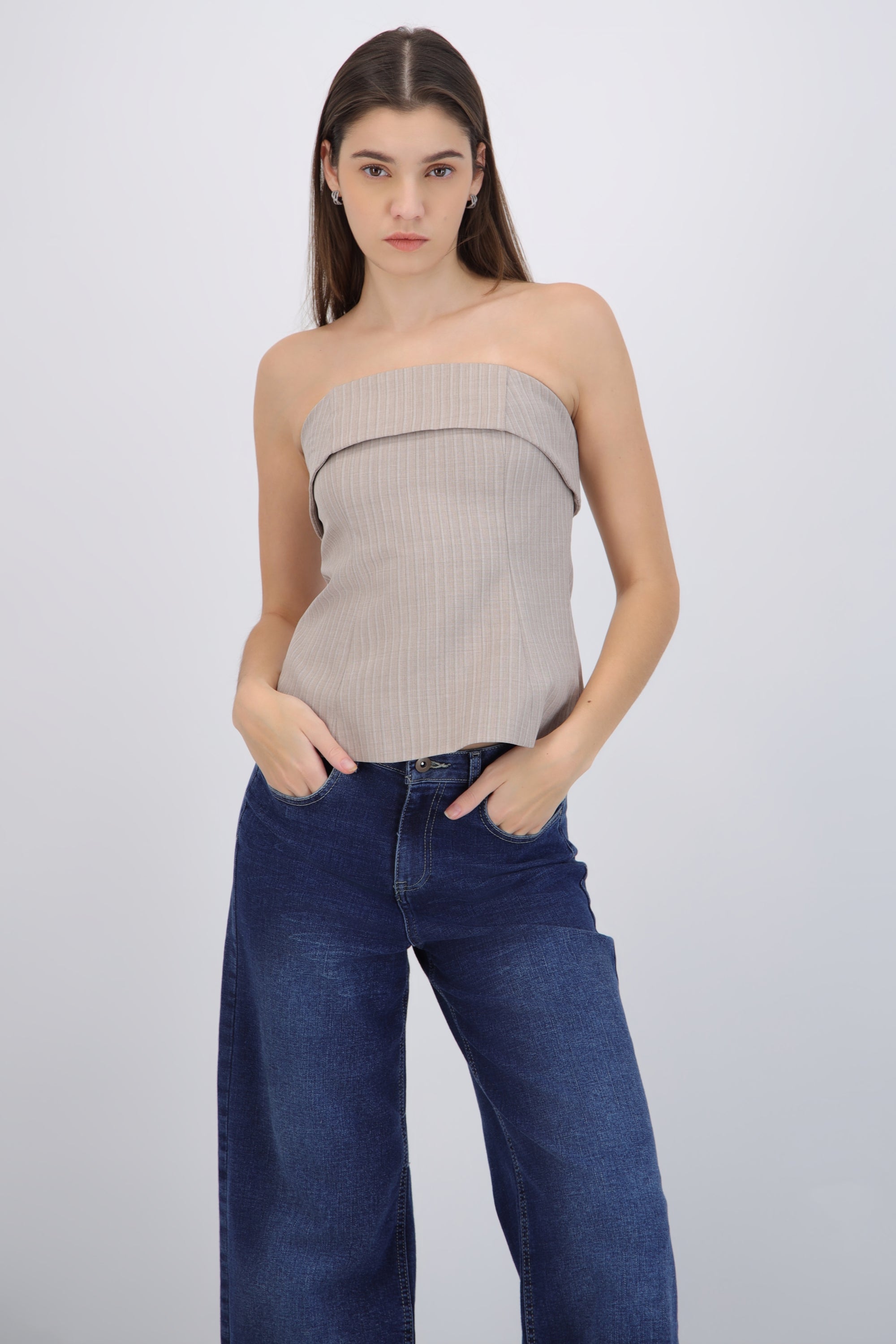 Top strapless rayas