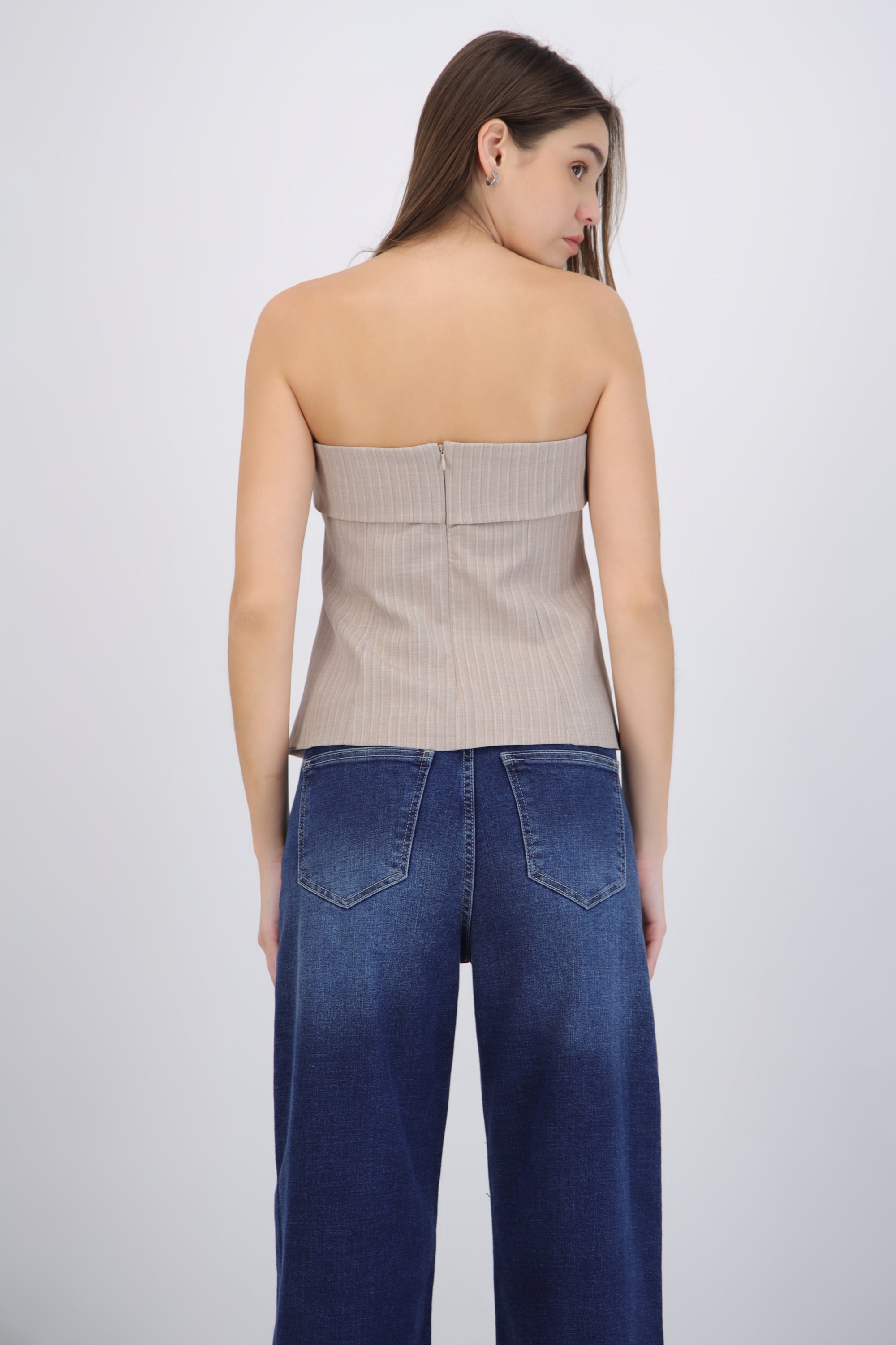 Top strapless rayas
