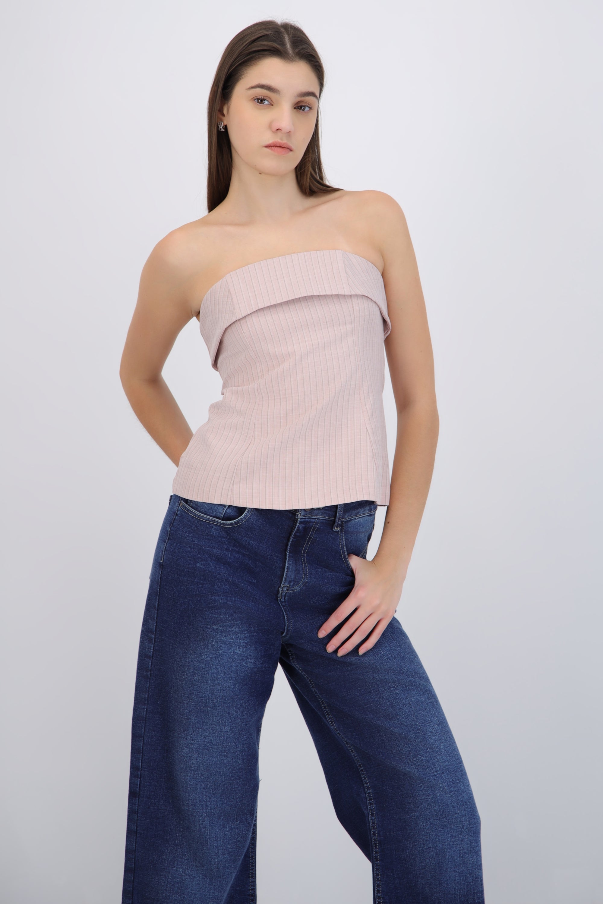 Top strapless rayas