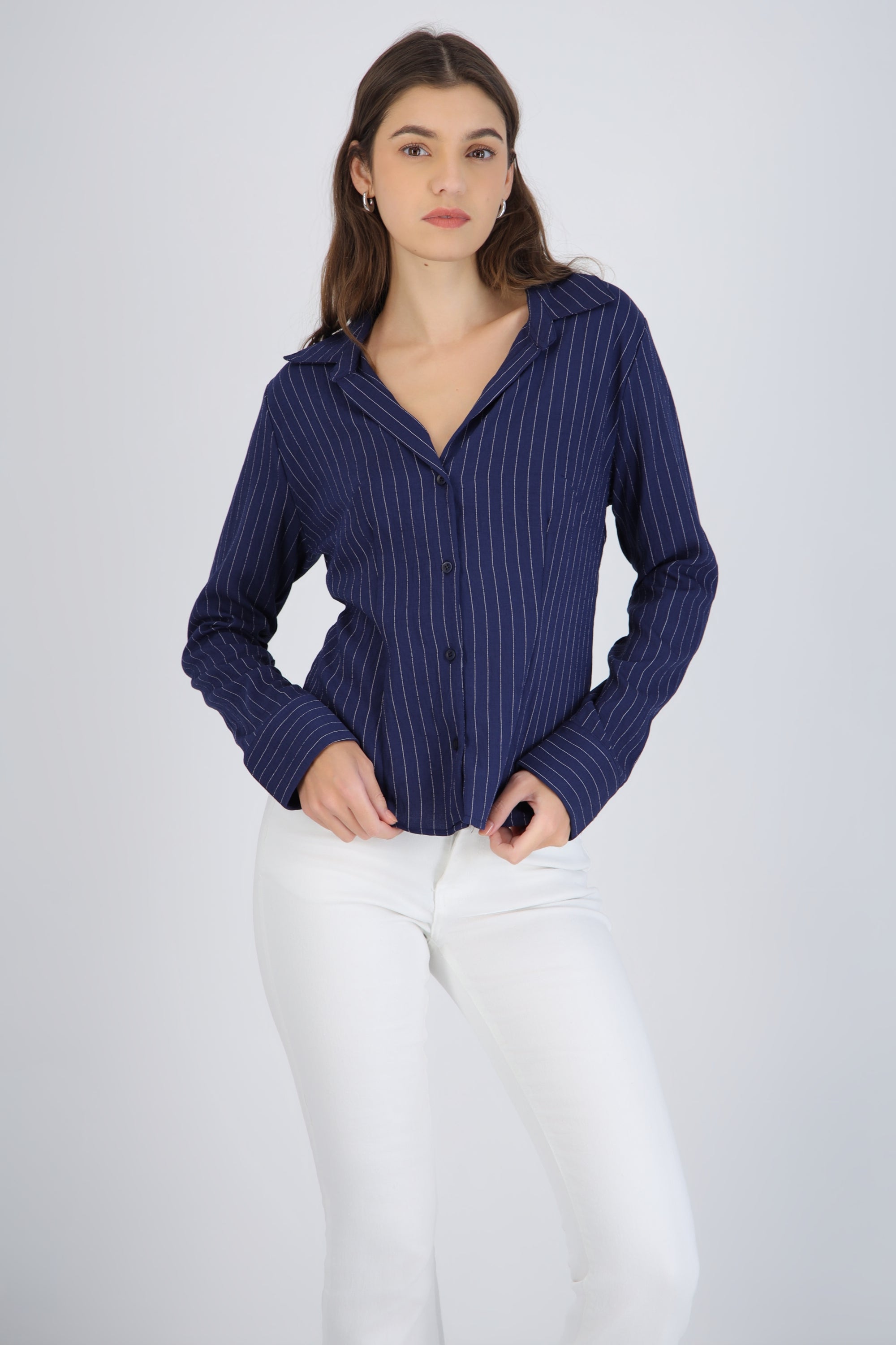 Camisa rayas detalle pinzas