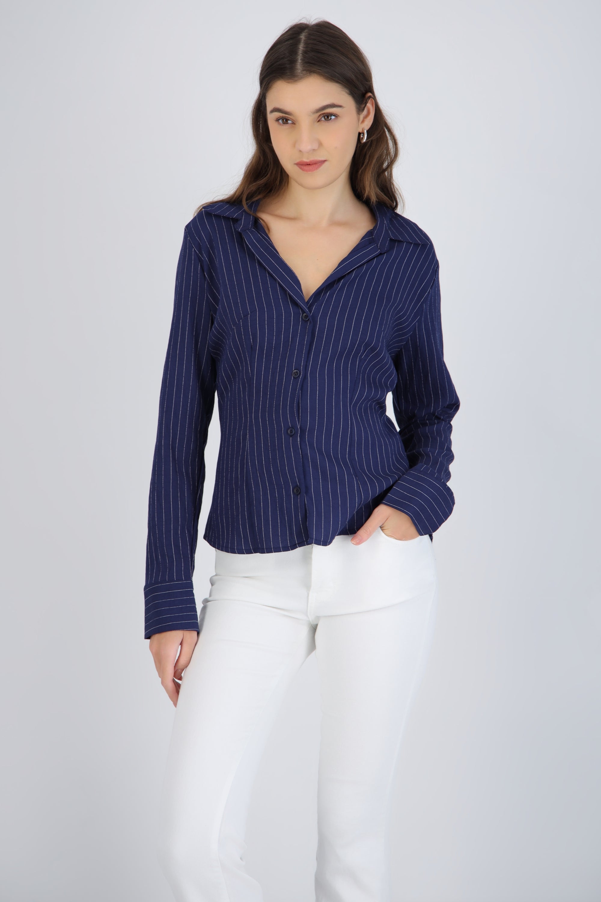 Camisa rayas detalle pinzas