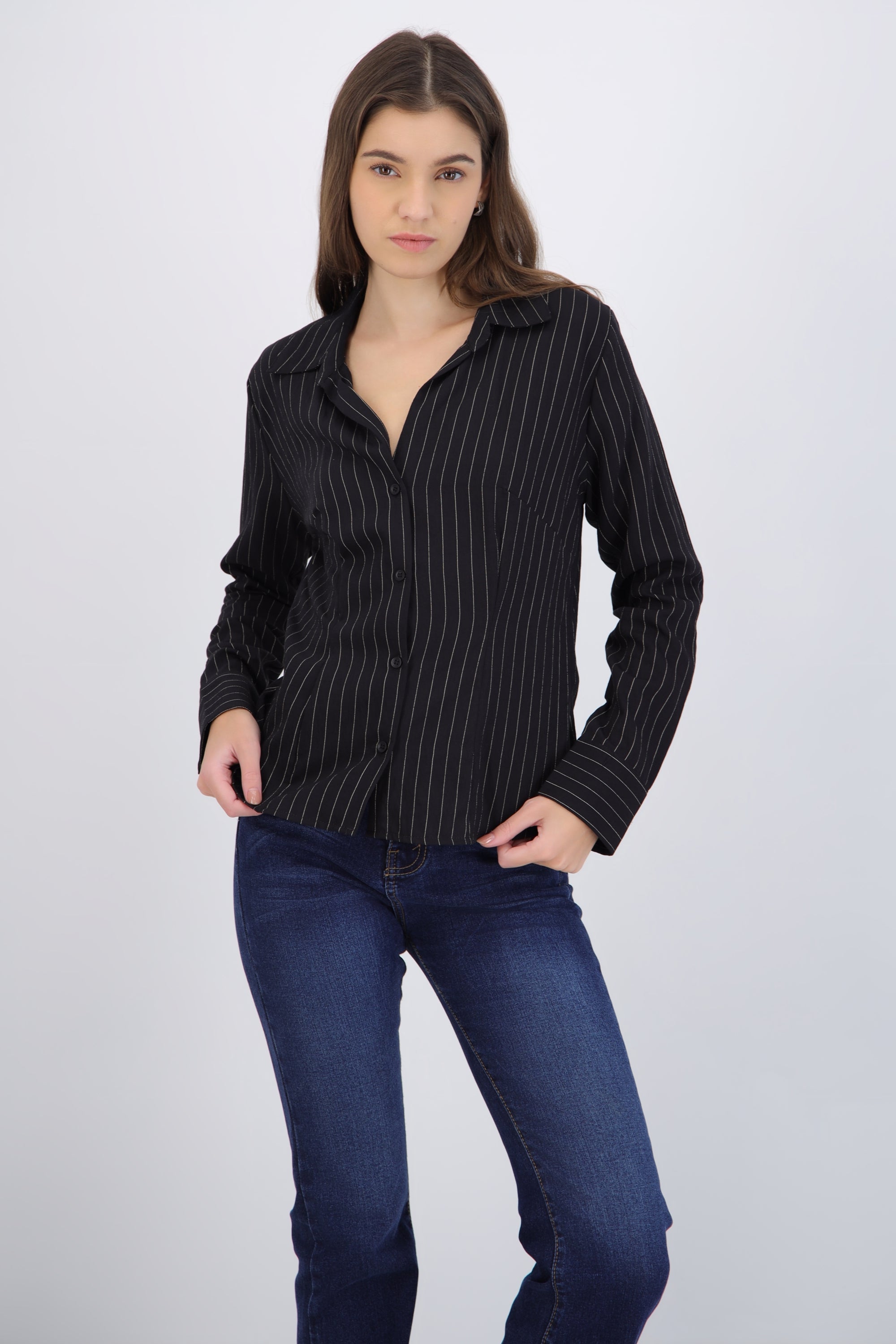 Camisa rayas detalle pinzas