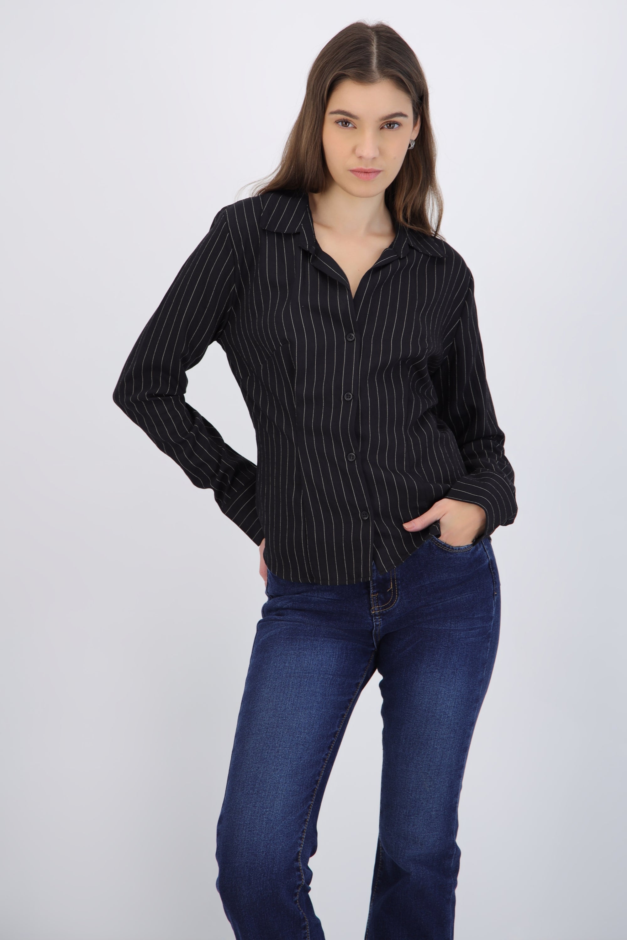 Camisa rayas detalle pinzas