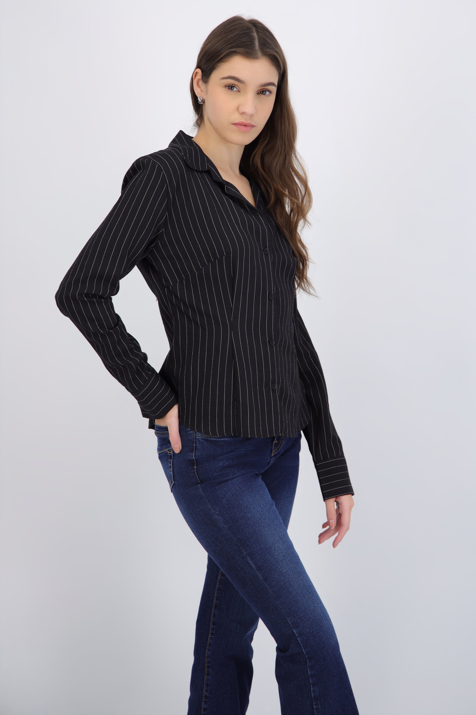 Camisa rayas detalle pinzas