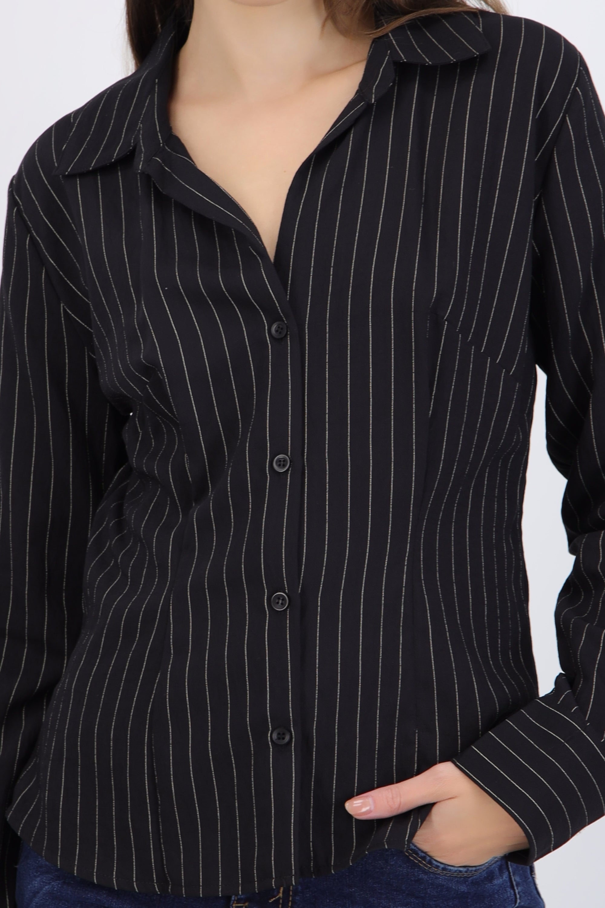 Camisa rayas detalle pinzas