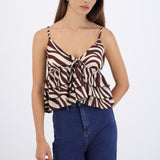 Top tirantes con olanes estampado