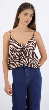 Top tirantes con olanes estampado