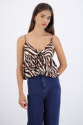 Top tirantes con olanes estampado