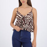 Top tirantes con olanes estampado