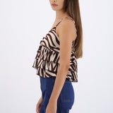 Top tirantes con olanes estampado