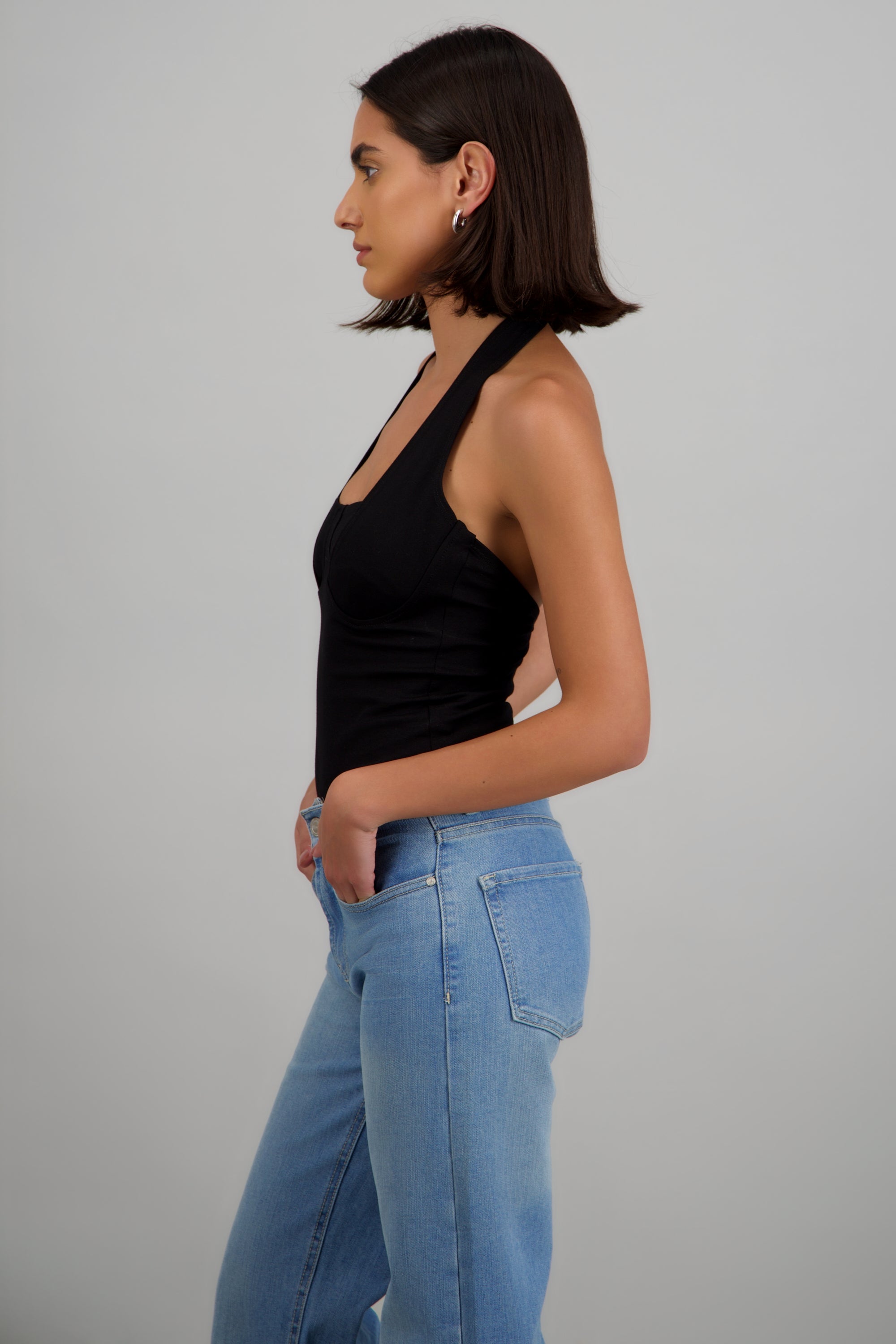 Body halter detalle bustier NEGRO