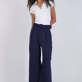 Pantalón wide leg detalle cinturón