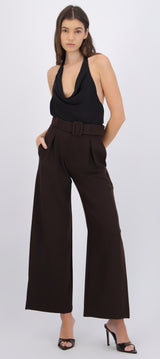 Pantalón wide leg detalle cinturón