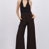 Pantalón wide leg detalle cinturón