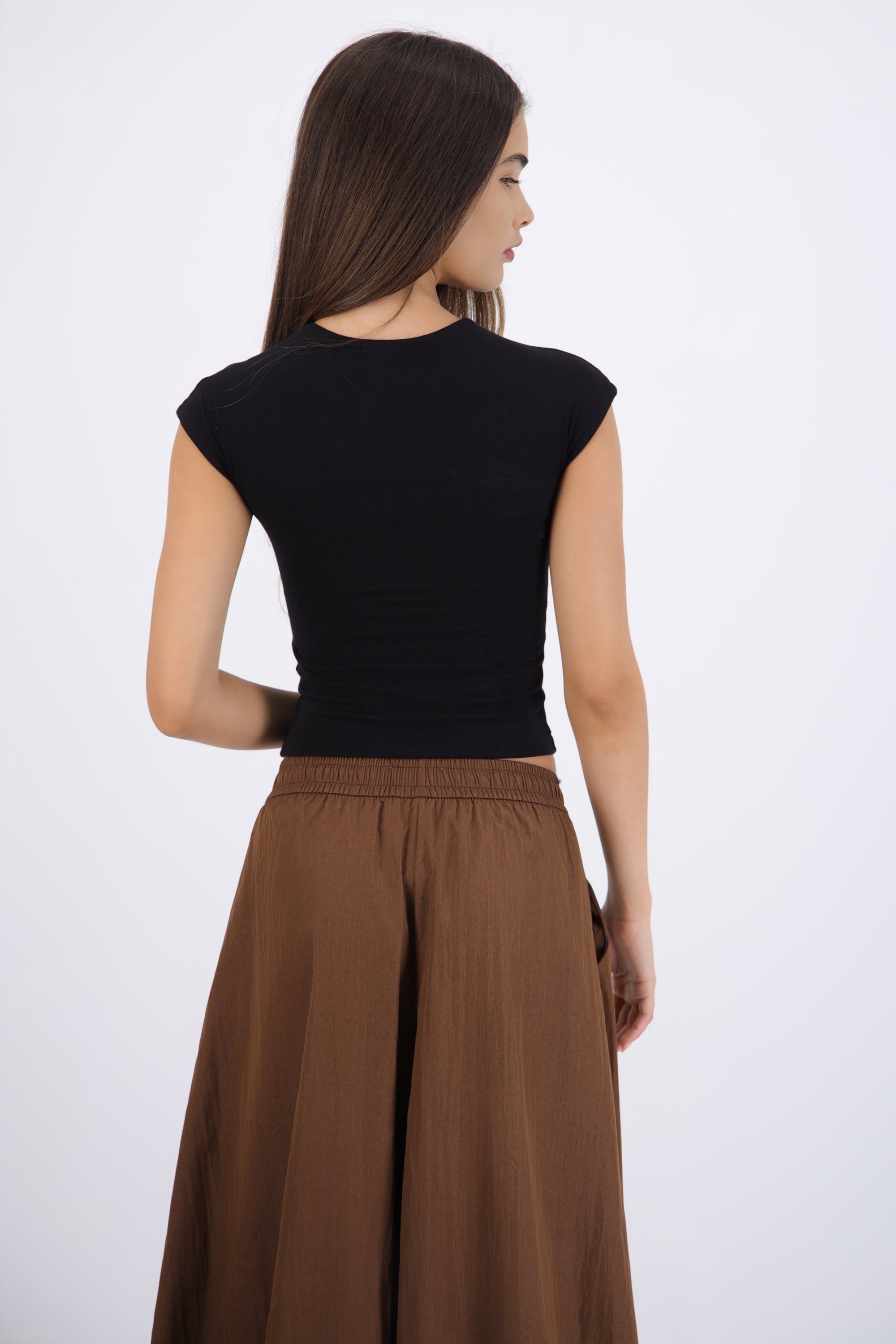 Top crop manga corta gajo NEGRO
