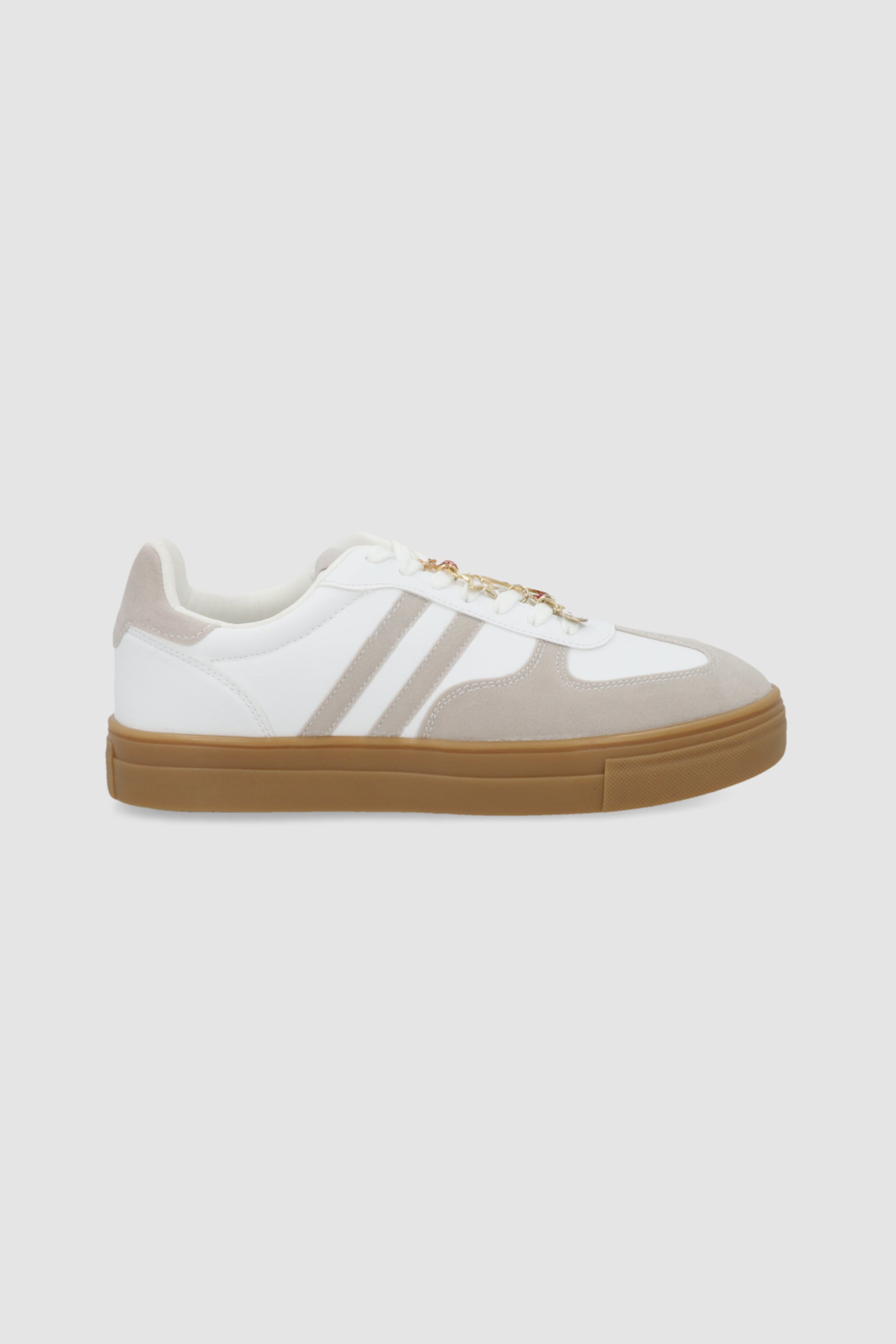 Tenis dos lineas suela alta charma TAUPE