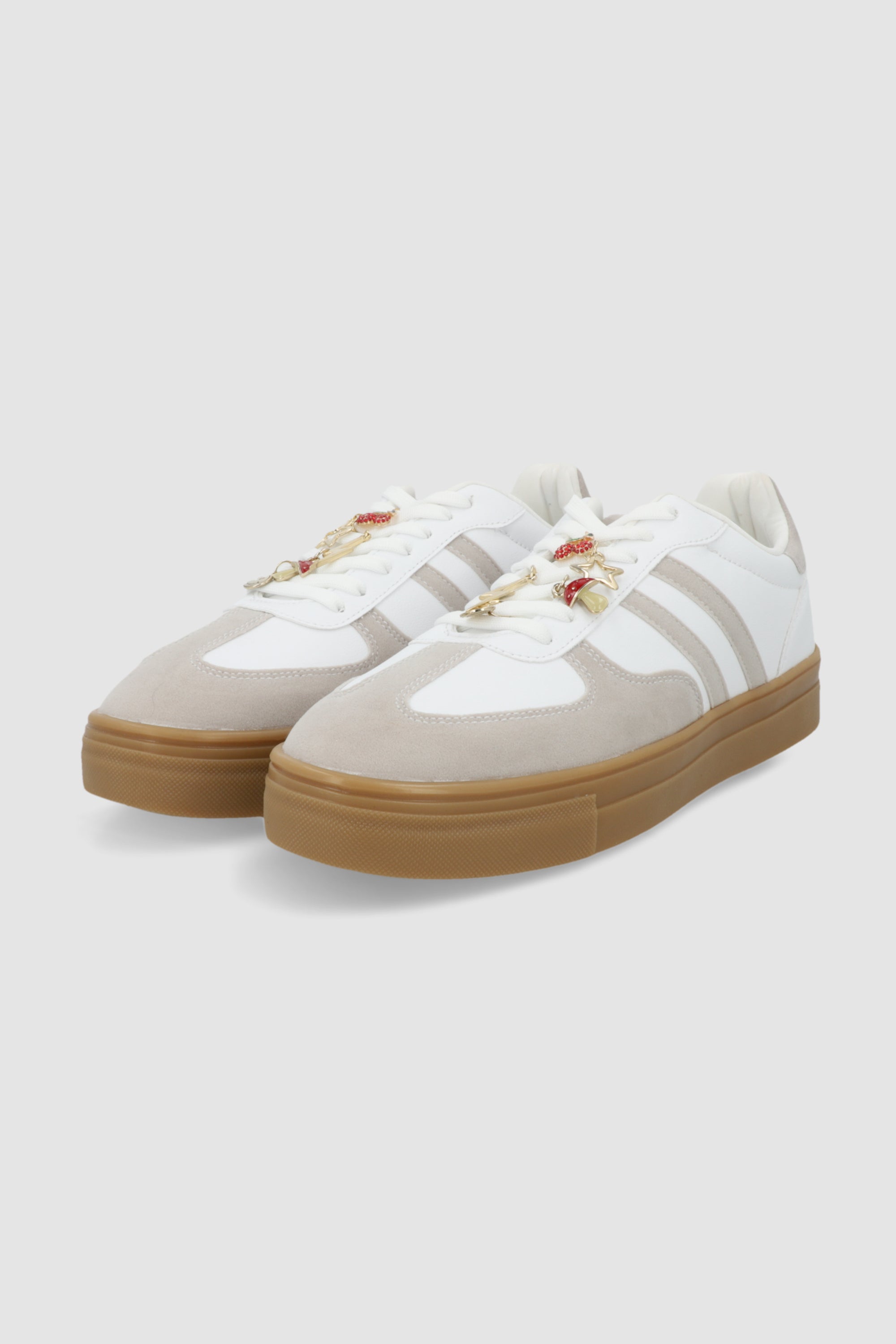Tenis dos lineas suela alta charma TAUPE