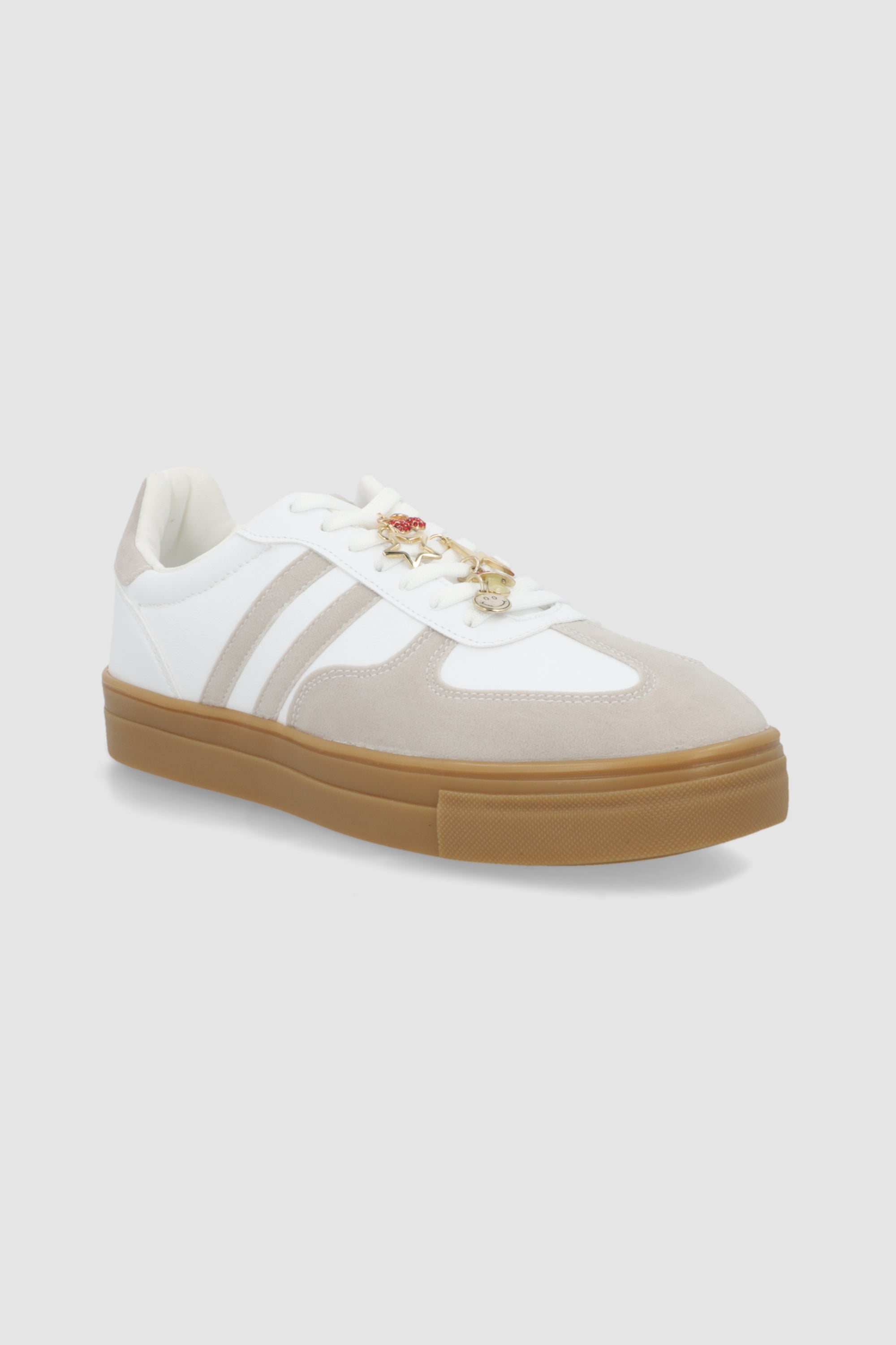 Tenis dos lineas suela alta charma TAUPE