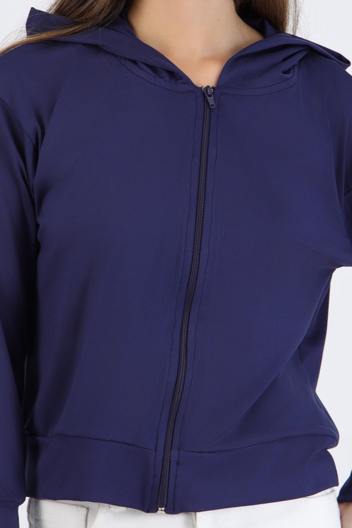 Chamarra ligera con gorro AZUL MARINO
