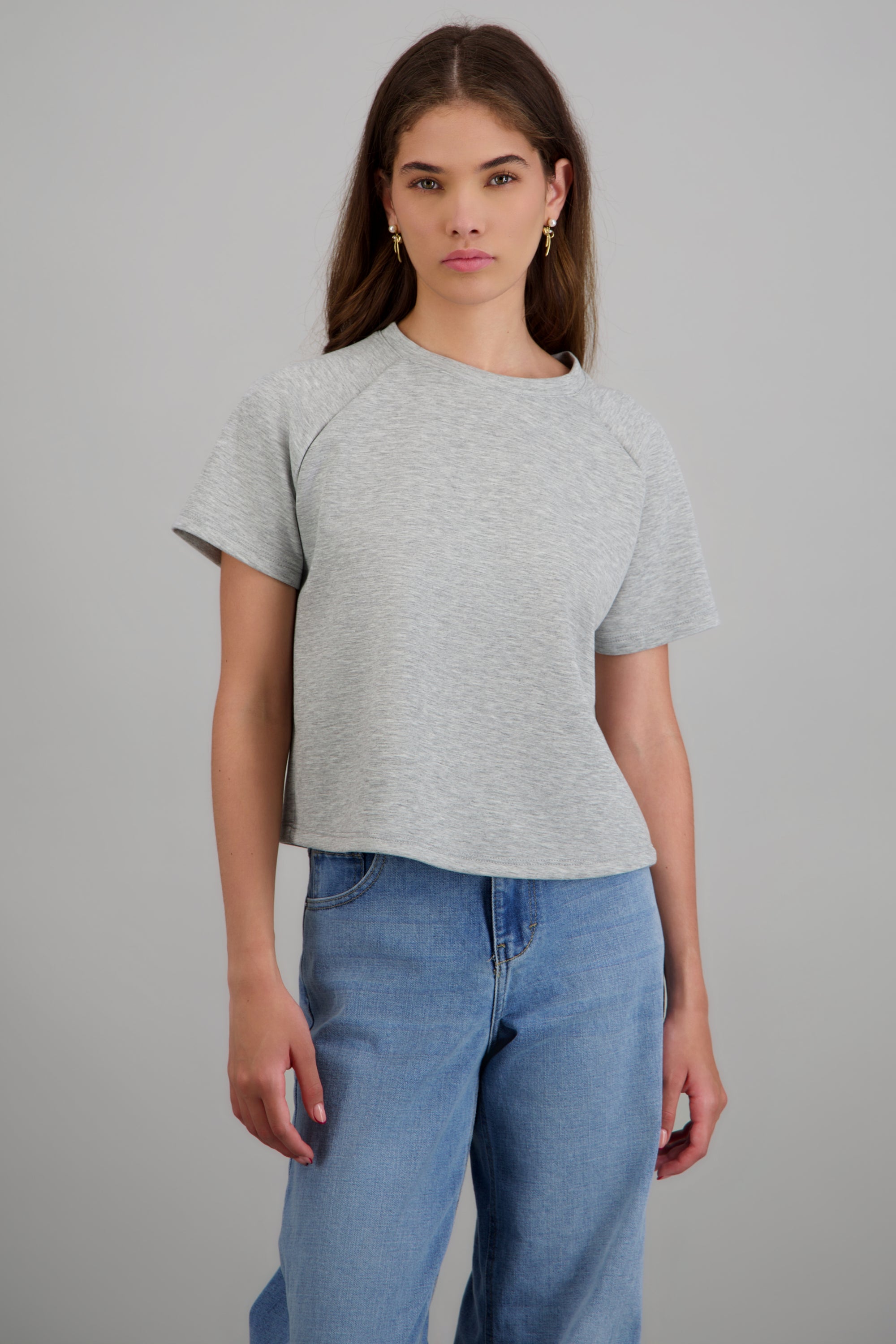 Playera basica tacto suave GRIS JASPE