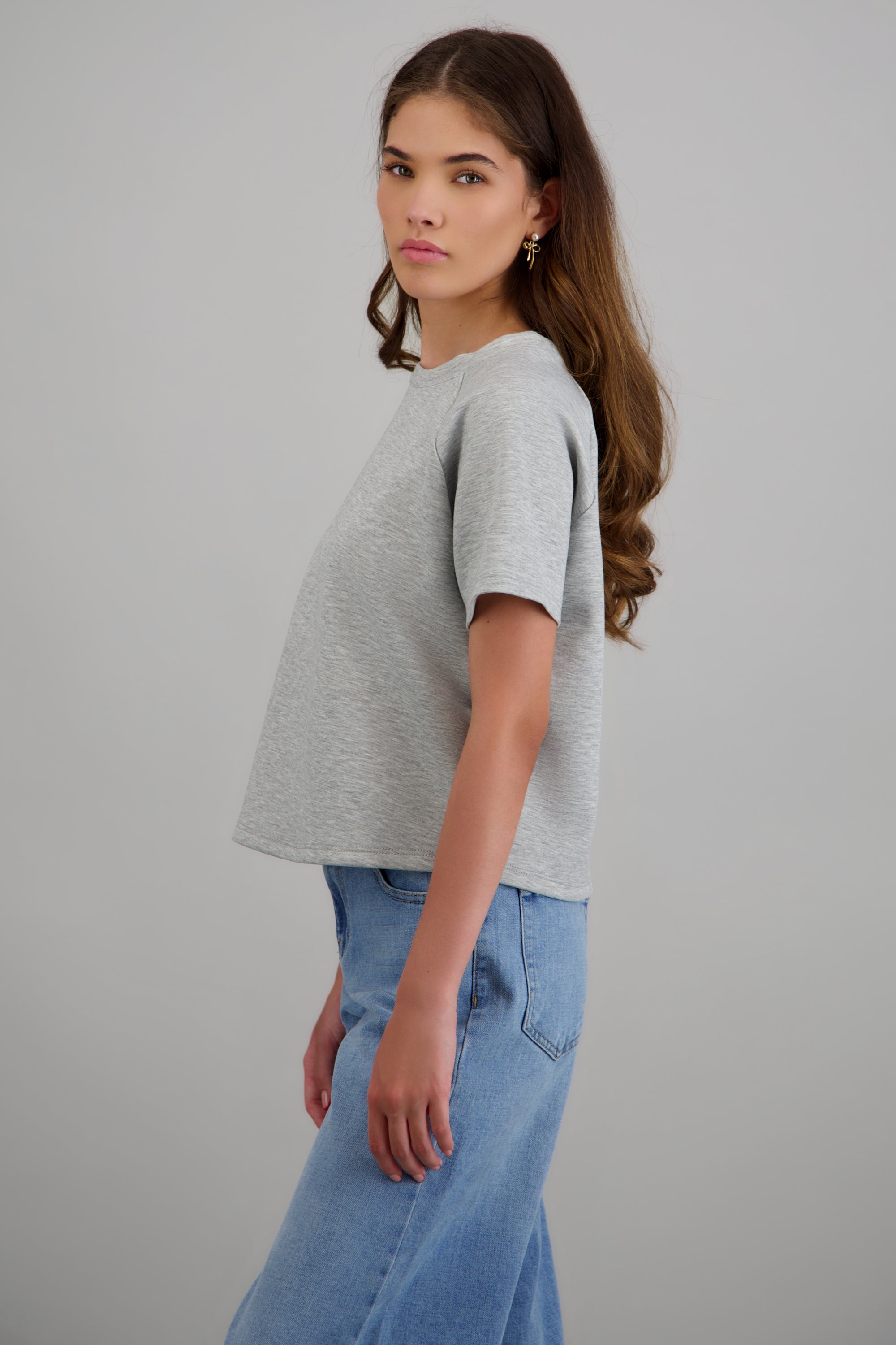 Playera basica tacto suave GRIS JASPE