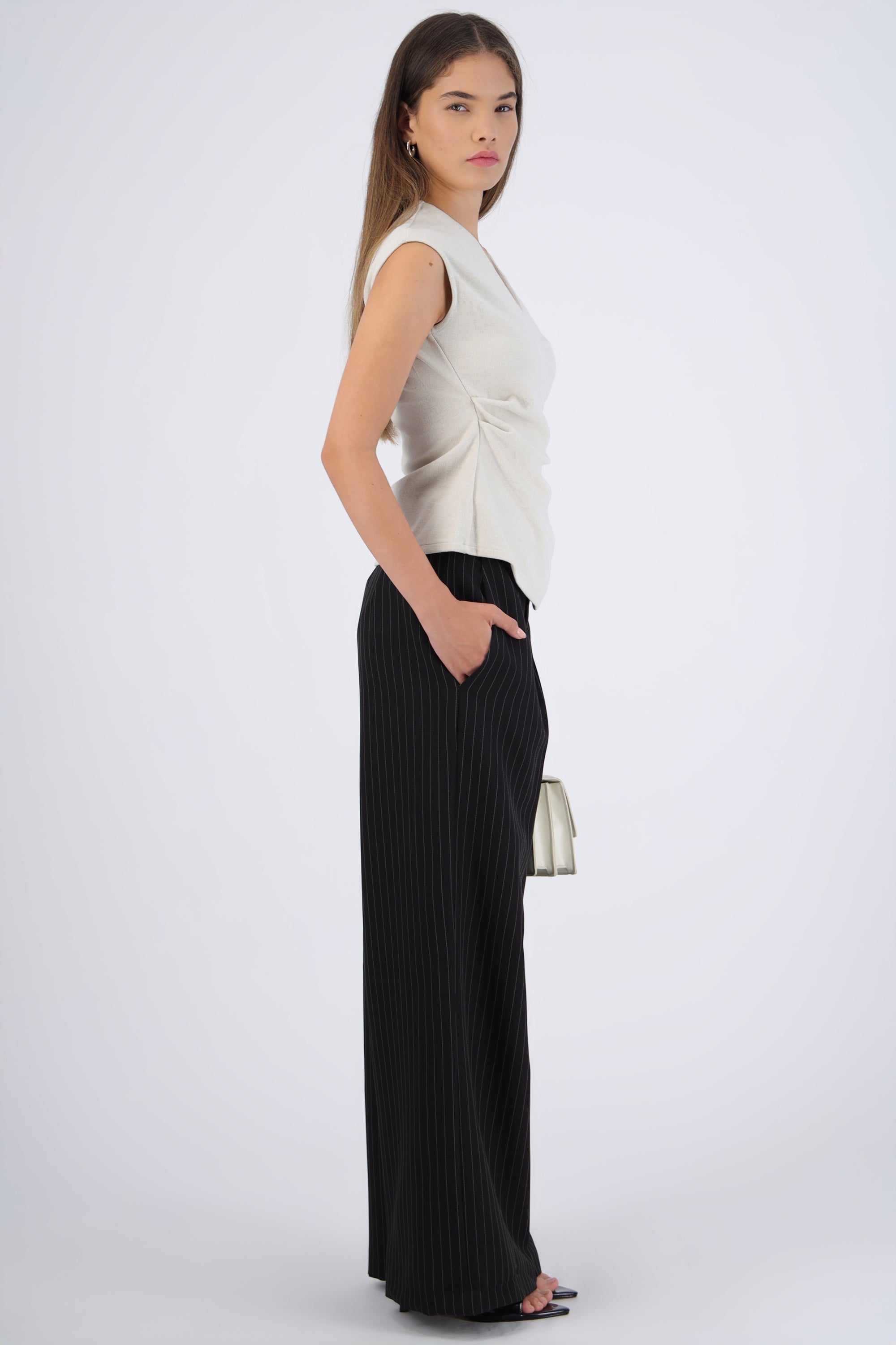 Pantalon cinturon rayas NEGRO COMBO