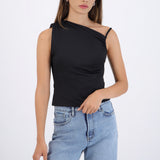 Top asimetrico tirante frunce