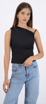 Top asimetrico tirante frunce