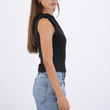 Top asimetrico tirante frunce