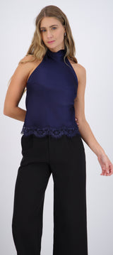 Top halter detalle encaje