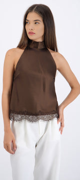 Top halter detalle encaje