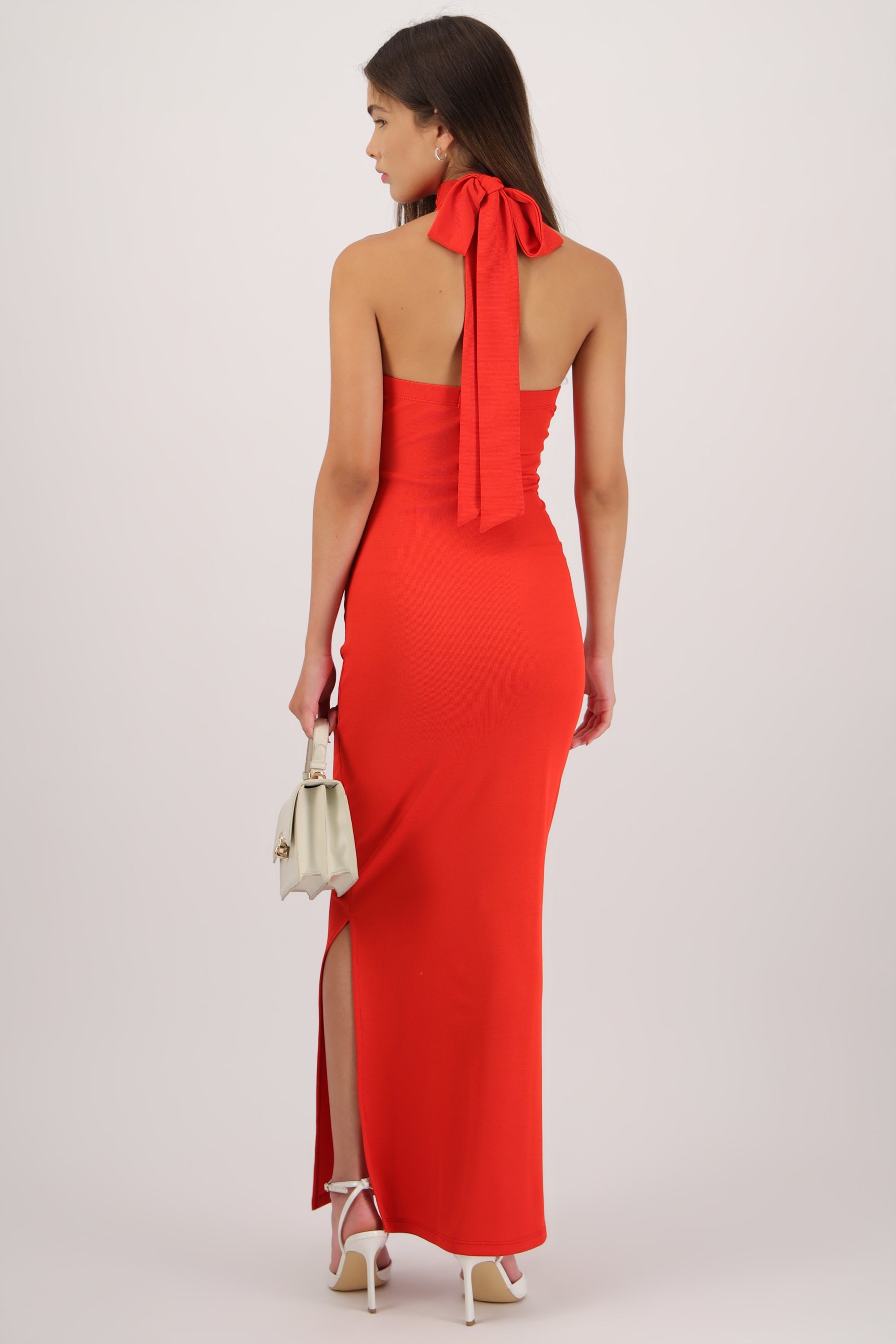 Vestido halter rib ROJO