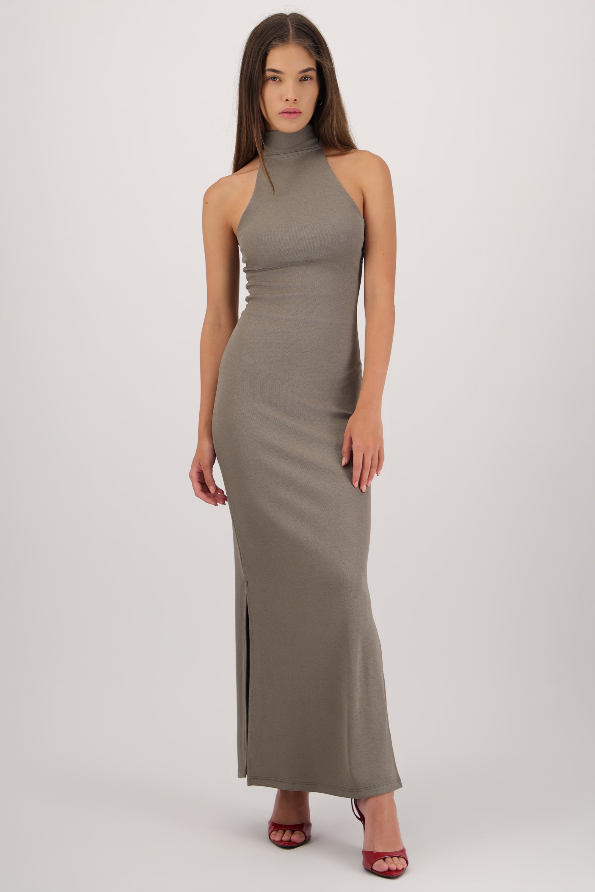 Vestido halter rib OLIVO