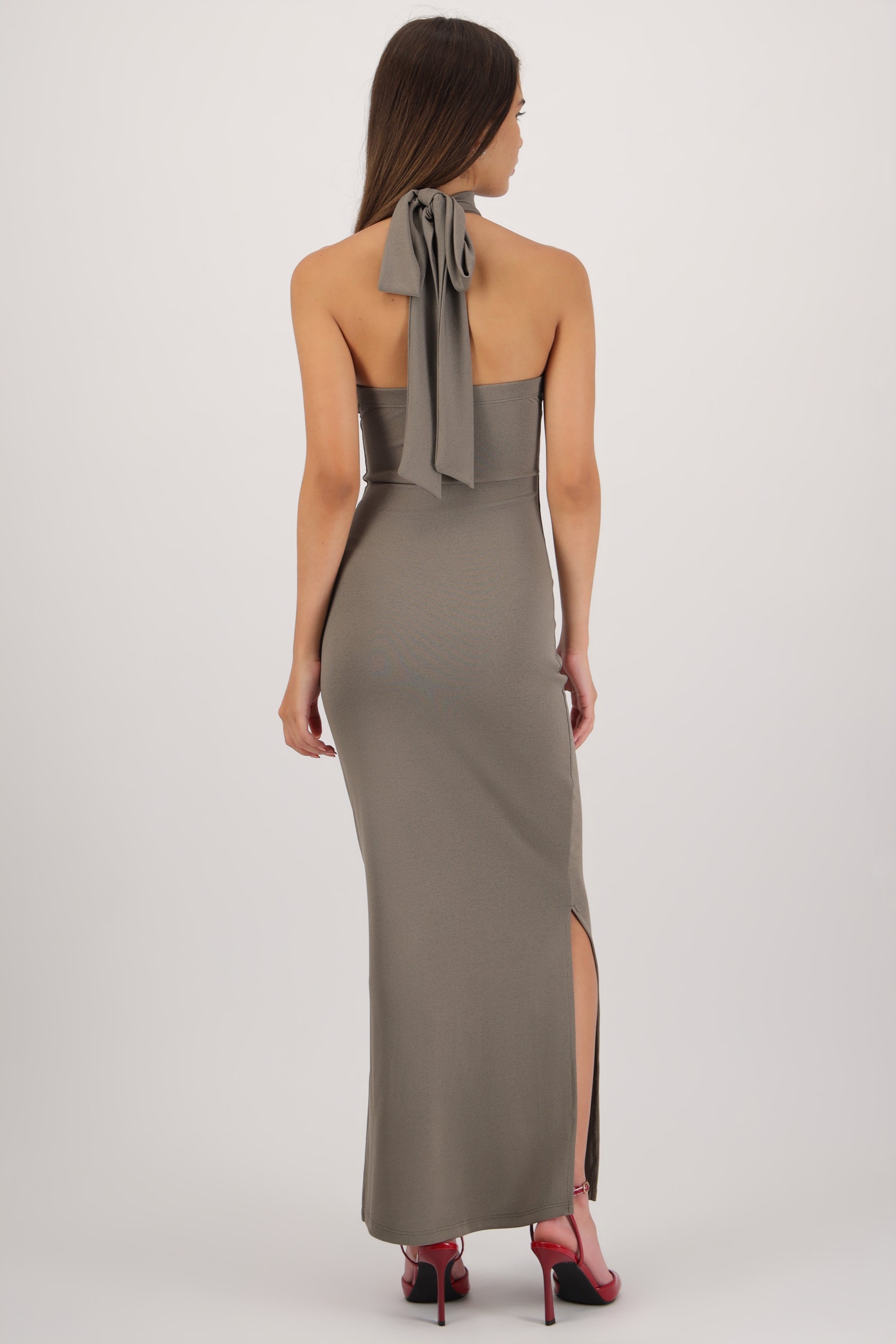 Vestido halter rib OLIVO