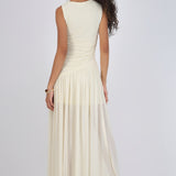 Vestido mesh largo drapeado