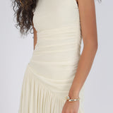 Vestido mesh largo drapeado