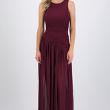 Vestido mesh largo drapeado